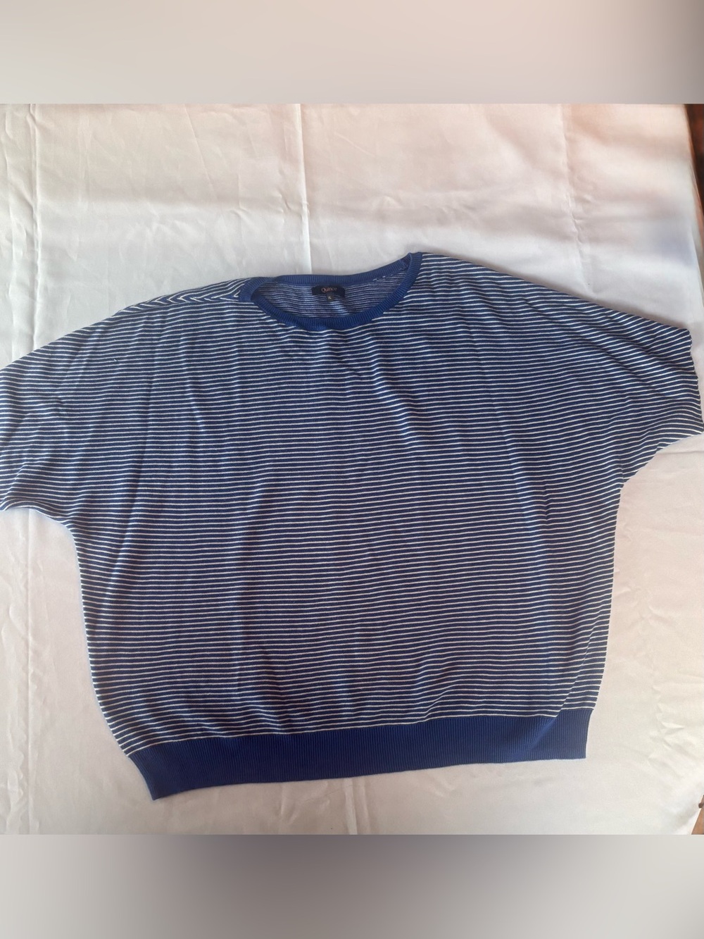 Quince Blue Striped Cashmere Blend Knit Sweater Women’s XL Oversized